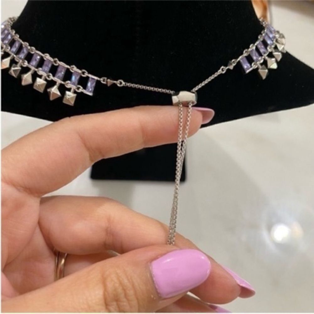 NWT Kendra Scott square stud and lilac crystal necklace - Picture 7 of 8